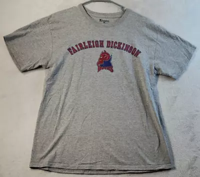 Fairleigh Dickinson University Champion T Shirt Men Medium Gray Knit Cotton Logo • $13.29