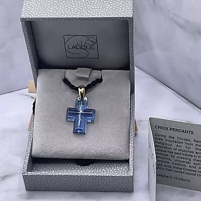 Lalique Gorgeous Lavender Croix Pendant With Silk Cord With Box & Control Card • £79.99