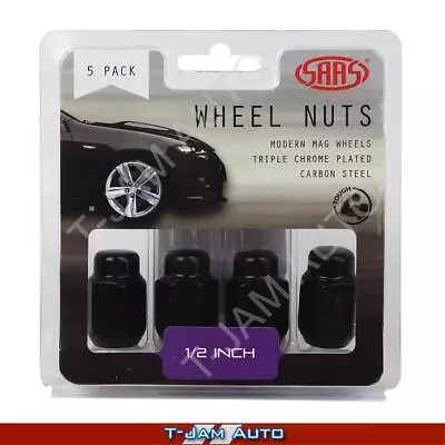 SAAS Wheel Nuts Taper 1/2 Blk 35mm 1x5PK For Ford Explorer 1996+ • $21.95