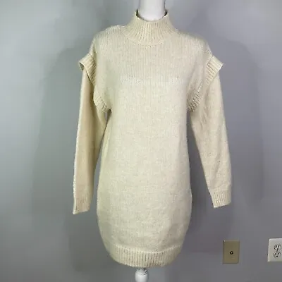 MNG Mango Sweater Dress Women Size Small Mayo Cream Long Sleeve • $49.98