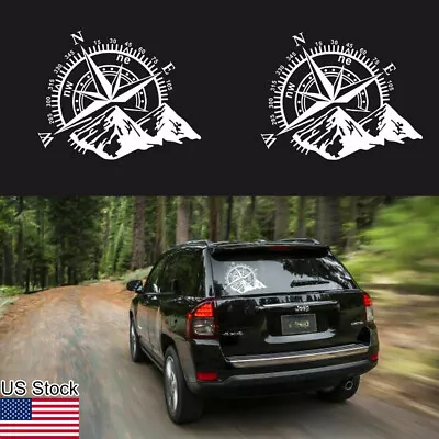 2x Universal 9.8  Compass Navigate Offroad Side Rear Window Vinyl Decal Sticker • $12.99