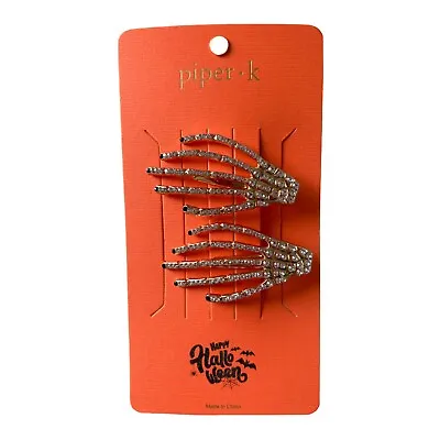 Piper K Halloween Skeleton Hands Hair Clips; Set Of 2 Clips W/ Diamonds • $12