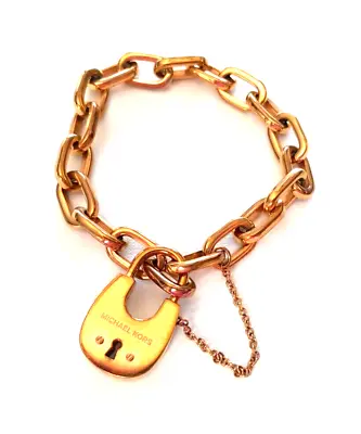 MK Michael Kors Gold Padlock Chain Links Bracelet Cityscapes 7.5  • $37.50