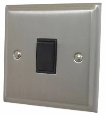 G&H DSN1B Deco Plate Satin Nickel 1 Gang 1 Or 2 Way Rocker Light Switch • £14.80