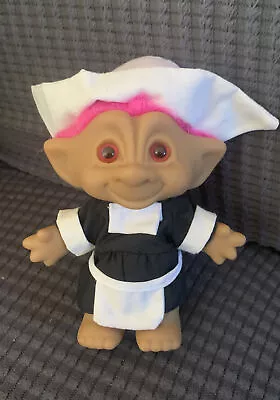 Vintage Troll Doll 4” Ace Novelty Pink Hair Black And White Maid Outfit • $8.90