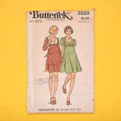 Vintage 1970s Butterick Junior Dress Sewing Pattern - 3525 - Bust 33.5 - UC FF • $10