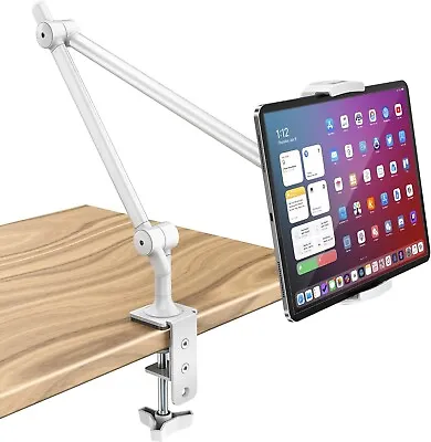 AboveTEK Premium Tablet Stand Holder Aluminum Adjustable IPad Arm Clamp Mount • £28.90