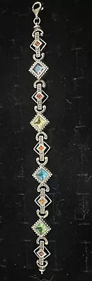 Vintage 925 Sterling Silver Multi Gemstone Bracelet 21.1 Grams Vintage Jewelry • $16.95