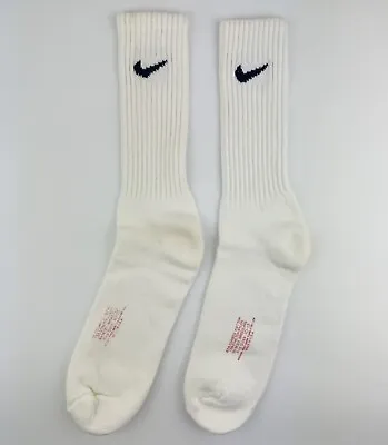 Vtg Nike Swoosh Logo Tube Socks Size 10-13 White Black Logo Sports 90s USA • $30