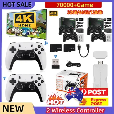 70000+ 4K HDMI TV Video Game Stick Retro Gaming Console W/ 2 Wireless Controller • $69.82