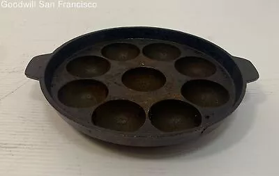 Vintage Enamel Cast Iron Aebleskiver Cake Pan Egg Poacher Round Shape Cookware • $29.99