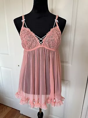 Victoria Secret Milkmaid Babydoll Pink Slip Sz L • $29.99