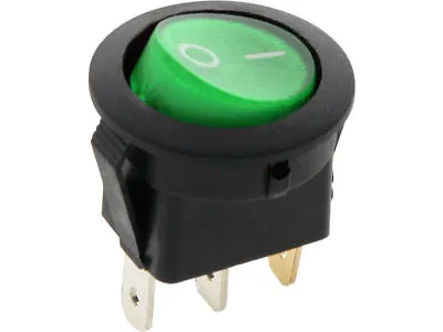 £2.99 • Buy ROUND Rocker Switch 6.5A 240V Green ON-OFF Double Pole 3 Pin ILLUMINATED 