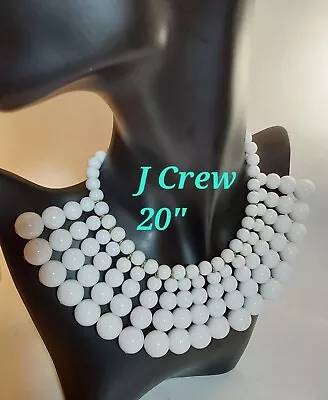 J.Crew Egyptian Beads Bib Cruise White 20  Necklace Cmor JCrew Cpics C+more • $17.77