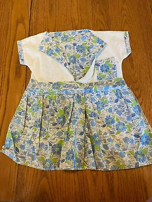 Cute Vintage Used Home Sewn Clothes Pin Bag Blue & Green Floral Print Dress • $20.25