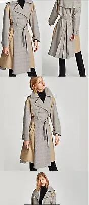 Zara Trench Coat With Belt Back Pleat Winner Button Size S Oversized • $50