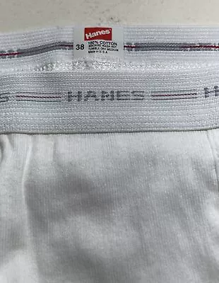 HANES 38 1980s Red Label Triple Stripe White Briefs Mens Underwear 1987 VTG USA • $27.98