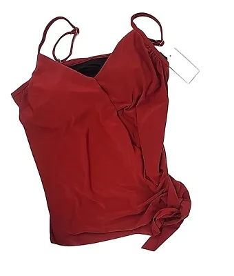 Magicsuit Women's Crimson Red Solid Alex Underwired Tankini Swim Top Size 12 • $50
