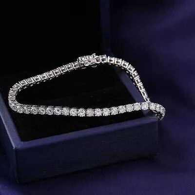 14k White Gold Finish 6.75Ct Round Cut Simulated Diamond Women's Tennis Bracelet • $343.27