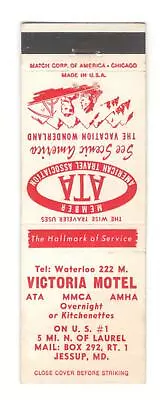 Victoria Motel Jessup Maryland Vintage Matchbook Cover SL6 • $1