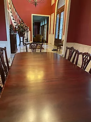 $385 • Buy Solid Cherry Wood Mahogany Dinning Table With Custom Upholstered Chairs