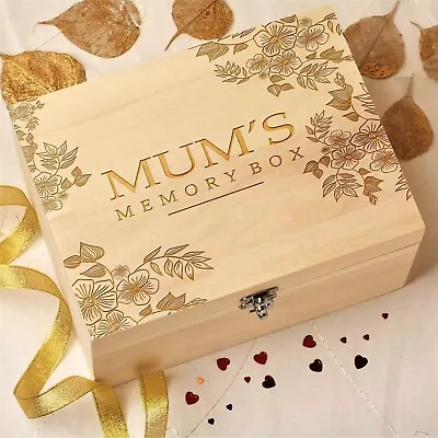 Personalised Wooden Memory Box Keepsake Box Wedding Birthday Mum Baby Gift Box • £9.47