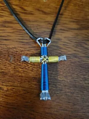 Horseshoe Nail Cross Necklace Buy 3 Get One Free Blue & Yellow Pray For UKRAINE • $6.89