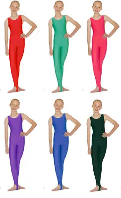 ADAGIO CATSUIT NO SLEEVE WITH STIRRUP SHINY LYCRA SIZES INFANT To LARGE BNWT • £8.95