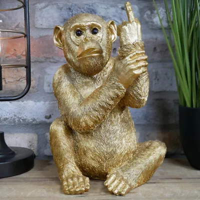 Cheeky Monkey Ornament Ape Animal Resin Gold Naughty Rude Funny Novelty Figurine • £31.49