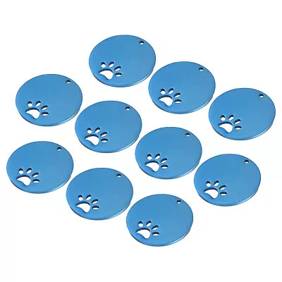 Metal Dog Paw Tags Stamping 0.98 X0.98  Blue Blank Tags DIY Engraving 10pcs • $14.53