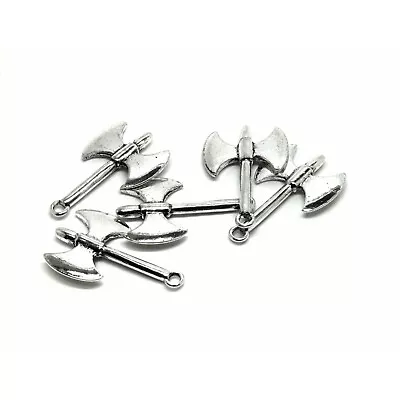 £4.19 • Buy 5 Axe Charms - Antique Silver Tone - Viking Pendant - 40mm X 25mm - J252486