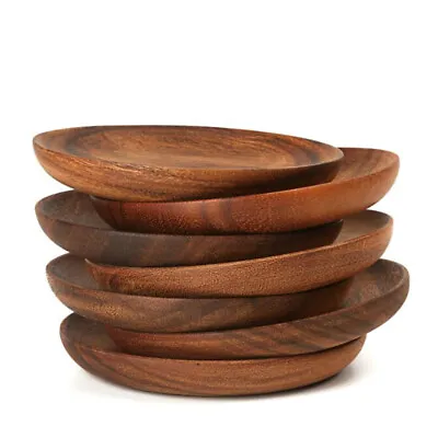 £24.19 • Buy Round Wooden Plate Serving Tray Natural Wood Fruit Food Dishes Platter Gift