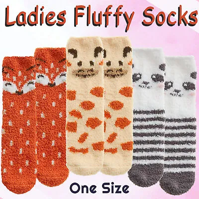 £5.99 • Buy Womens Fluffy Bed Energy Saving Animal Winter Cosy Socks With Grippers UK 4-8