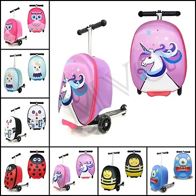 Unisex Kids Scooter Suitcase Travel Luggage 2-in-1 Ride On Folding Scooter Gift • £59.99