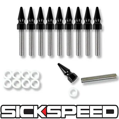 $27.88 • Buy 10 Pc Stainless Steel Extended Manifold Intake Stud Kit/set Black Spikes P10