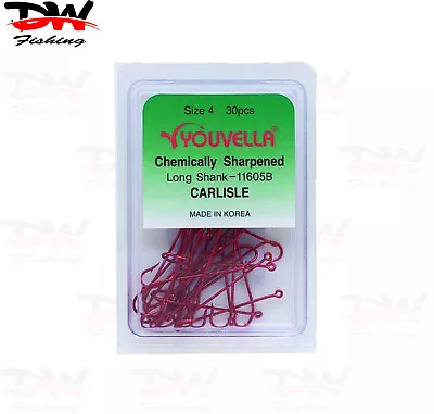 $7.25 • Buy Youvella Chemically Sharpened Red Long Shank Hook, Carlisle Baitholder 30 Pack