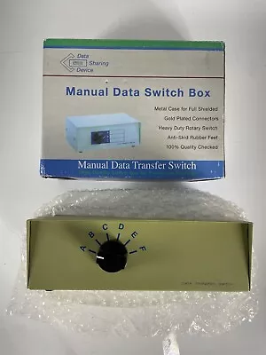 6-Way DW25ABCDEF Manual Data Transfer Switch Box Rotary Parallel Printer PC NEW • $29.99