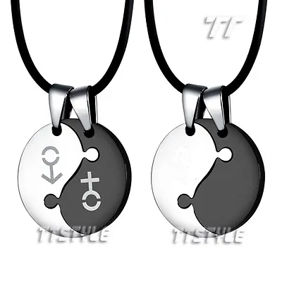 TTstyle Stainless Steel YING&YANG Pendant For Couple Two Free Chains Choosestyle • $18.39