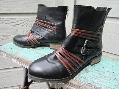 $24.99 • Buy Everybody BZ Moda Zip Boot EU 36.5 Womens US 6.5 Black Leather Buckle Straps EUC