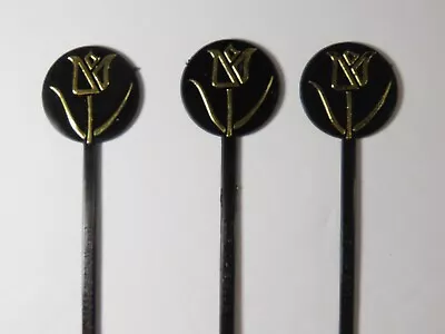 3 Vintage Swizzle Cocktail Drink Stir Sticks Golden Tulip Hotels Holland C2295 • $8.81