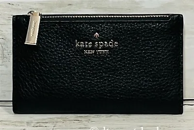 $52.98 • Buy NEW Kate Spade Leila Small Slim Bifold Wallet Leather Black WLR00395