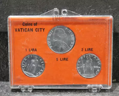 Coins Of Vatican City Set Of 3 1 Lira 2 Lire 5 Lire 1951 1952 1953 In Hard Case • $19