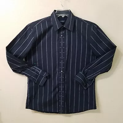 Zagiri Men Size L Blue Black Stripe Dress Shirt Long Sleeve Button Down X358 • $16.99