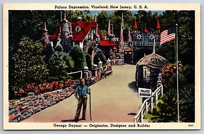 Vineland New Jersey~Palace Depression~George Daynor~Linen Postcard • $13