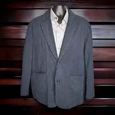 Mossimo Jacket Blazer Mens XL (46R) Blue Stripe Cotton Unstructured • $30