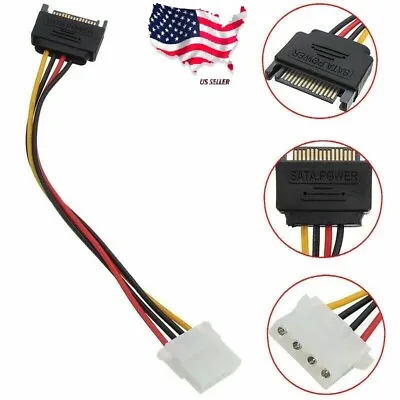 Male Female 4-pin Power Drive Adapter Adaptor Cable To Molex IDE SATA 15-pin 1PC • $1.34