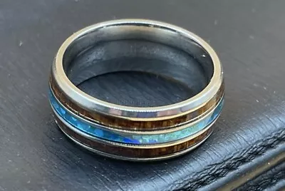 Blue Carbon Fiber Design Stainless Steel Ring Size 7 • $2.50