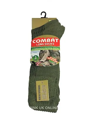 Mens Combat Military Army Green 3 Pairs Boot Socks • £5.49