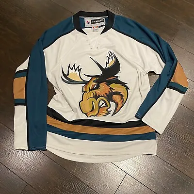 Vintage MANITOBA MOOSE Hockey Jersey Mens Size S White Embroidered AHL FLAWS • $78.98