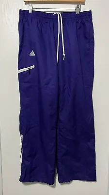 Vintage Adidas Track Pants Mens XL Purple Sweat Nylon Zip Cuff Workout 90s Logo • $15.60